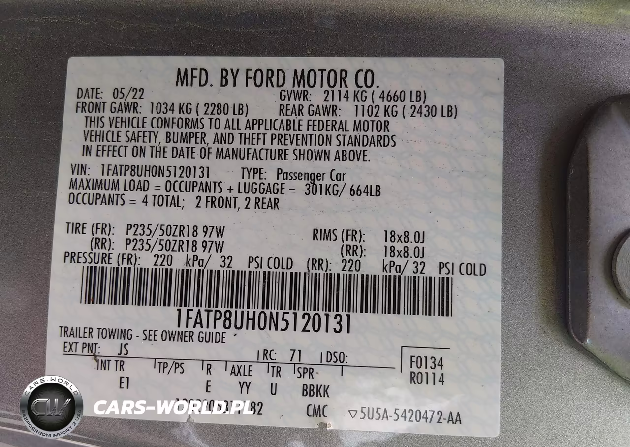 2022 Ford Mustang Ecoboost -Ecoboost Premium VIN:1FATP8UH0N5120131 - 9