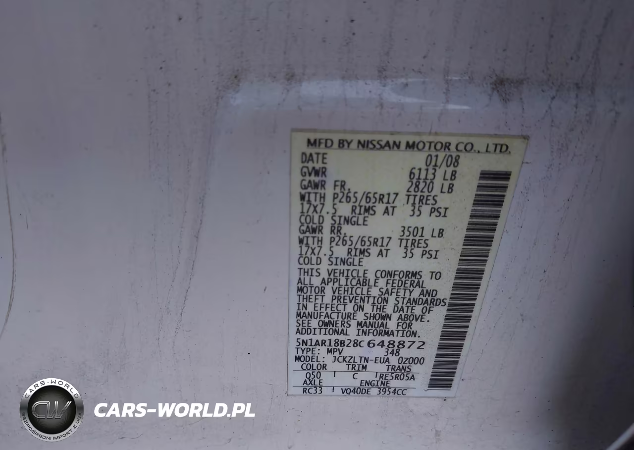 2008 Nissan Pathfinder Se VIN:5N1AR18B28C648872 - 9