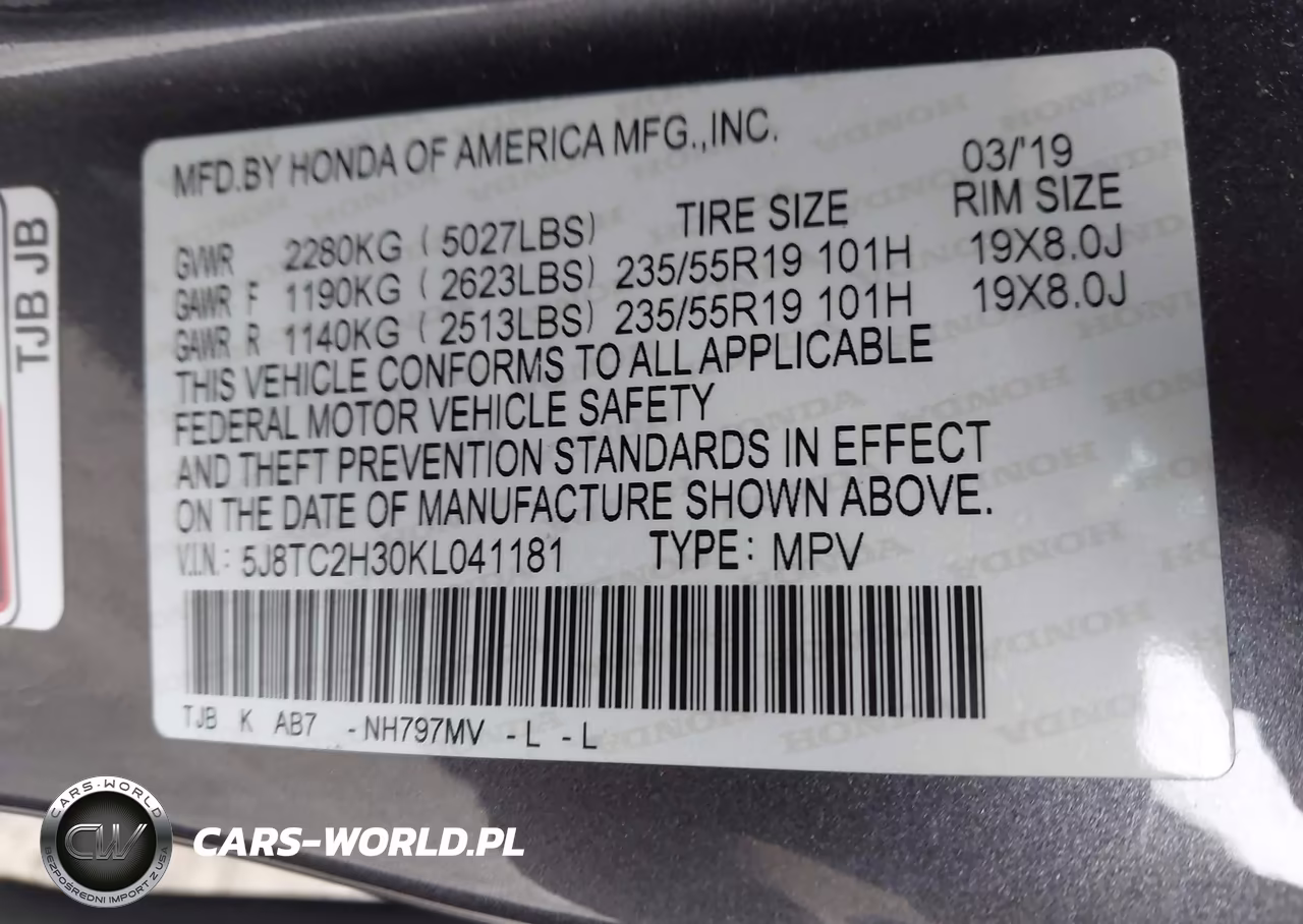 2019 Acura Rdx Standard VIN:5J8TC2H30KL041181 - 9