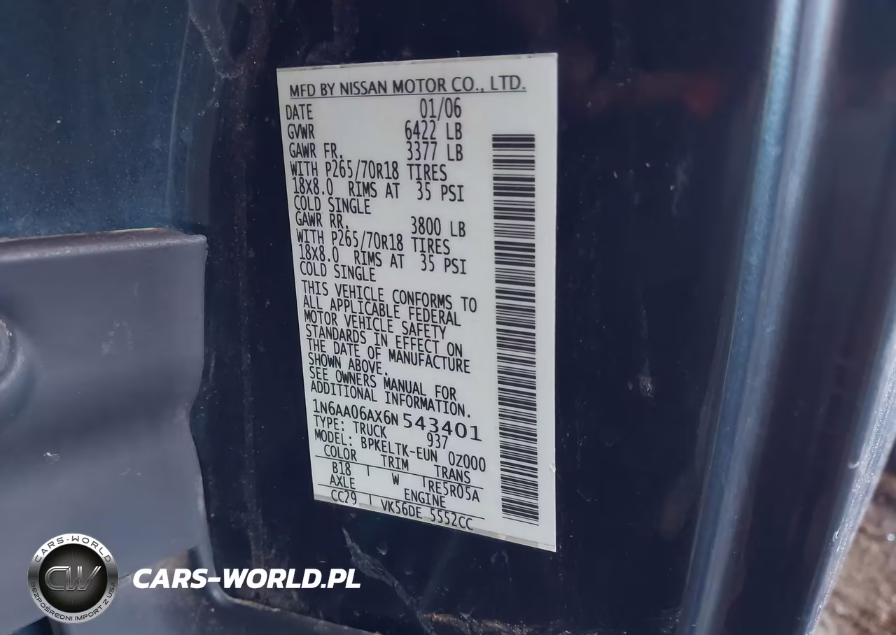 2006 Nissan Titan Se VIN:1N6AA06AX6N543401 - 9