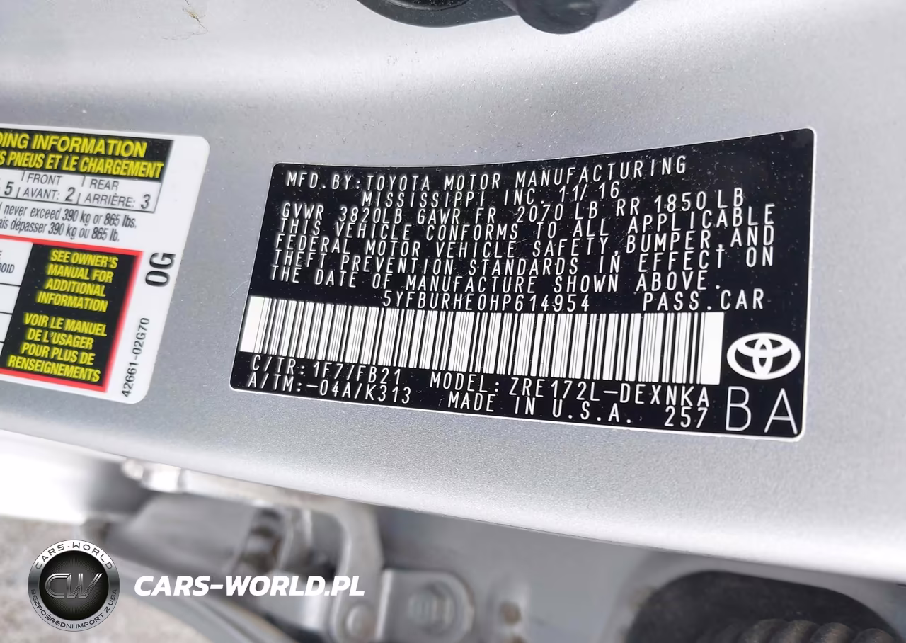 2017 Toyota Corolla Le VIN:5YFBURHE0HP614954 - 9