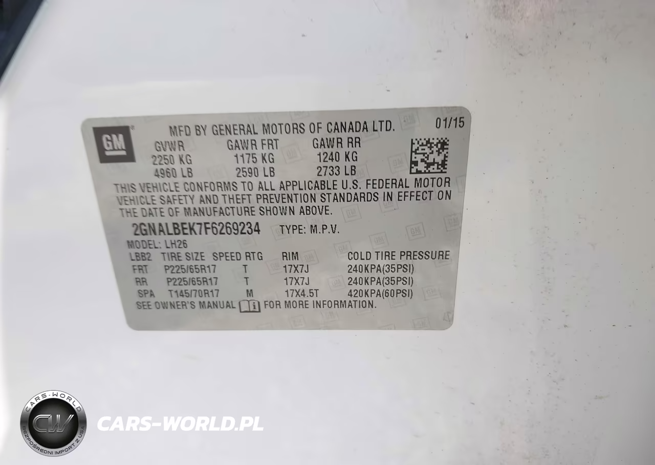2015 Chevrolet Equinox Lt VIN:2GNALBEK7F6269234 - 9