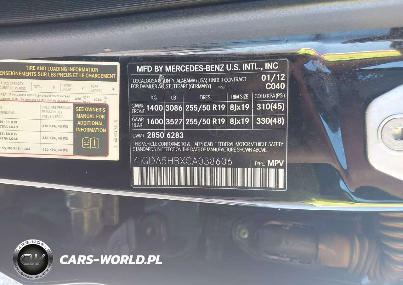 2012 Mercedes-Benz Ml 350 4Matic VIN:4JGDA5HBXCA038606 - 9
