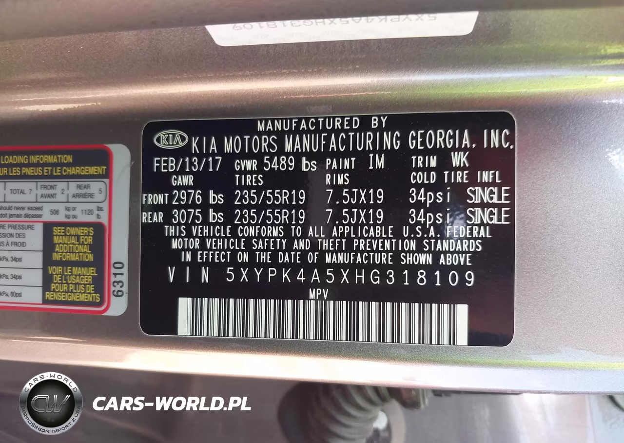 2017 Kia Sorento 3.3L Sx VIN:5XYPK4A5XHG318109 - 9