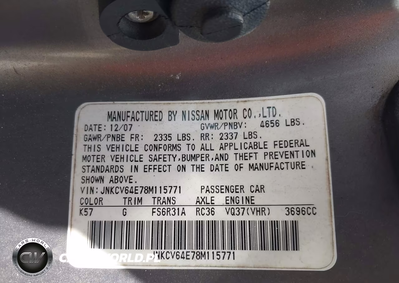 2008 Infiniti G37 Sport VIN:JNKCV64E78M115771 - 9