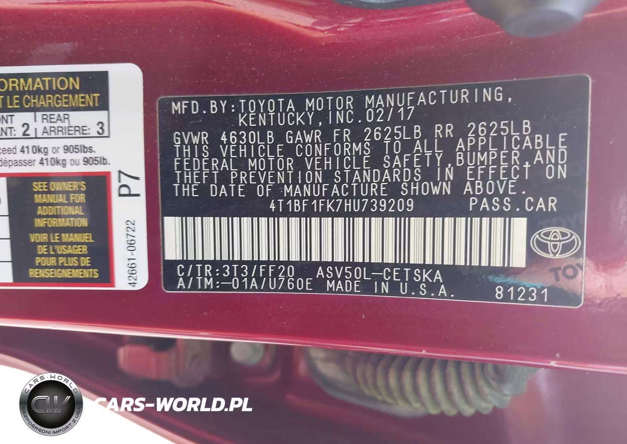 2017 Toyota Camry Se VIN:4T1BF1FK7HU739209 - 9