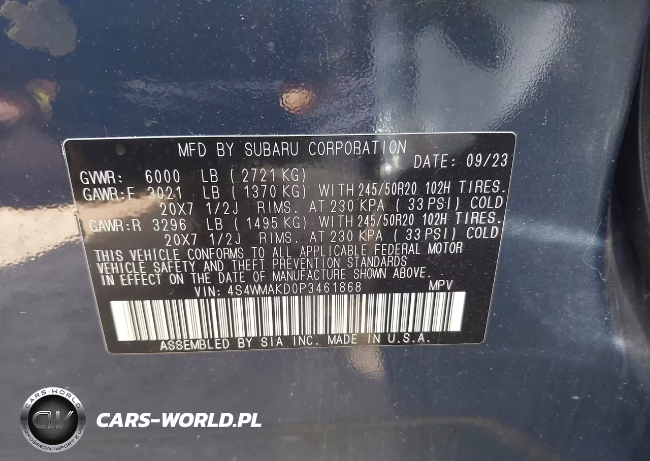 2023 Subaru Ascent Onyx Edition Limited 7-Passenger VIN:4S4WMAKD0P3461868 - 9