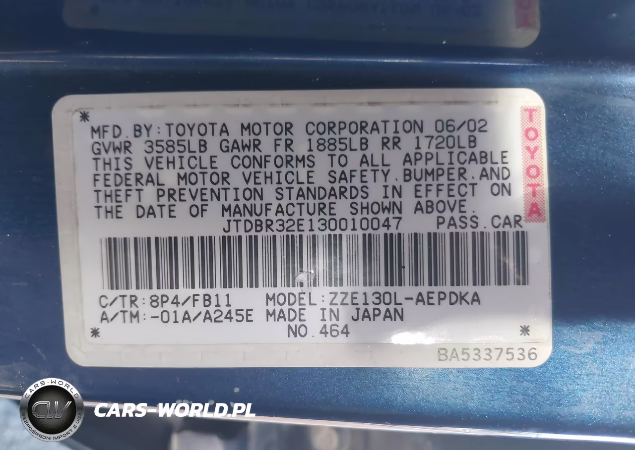 2003 Toyota Corolla Ce VIN:JTDBR32E130010047 - 9