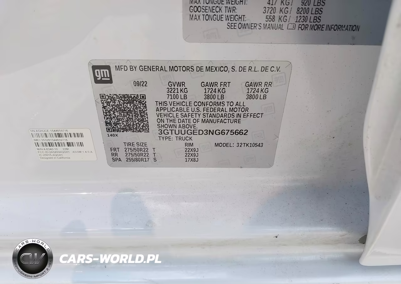2022 GMC Sierra 1500 4Wd Short Box Denali VIN:3GTUUGED3NG675662 - 9