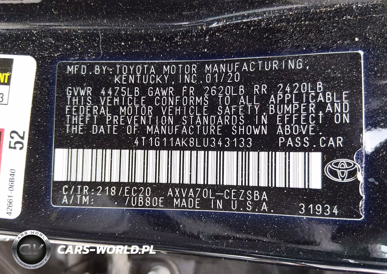 2020 Toyota Camry Se Nightshade Edition VIN:4T1G11AK8LU343133 - 9