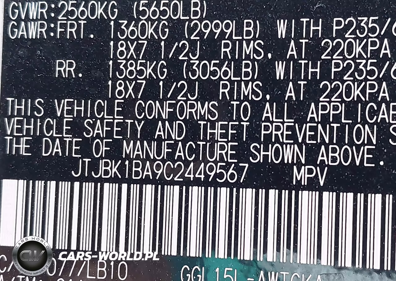 2012 Lexus Rx 350 VIN:JTJBK1BA9C2449567 - 9