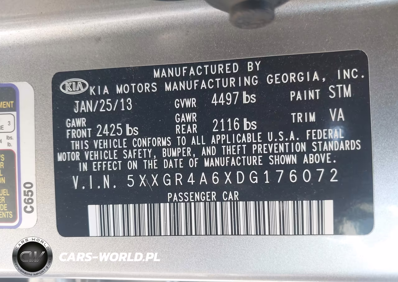 2013 Kia Optima Sx VIN:5XXGR4A6XDG176072 - 9