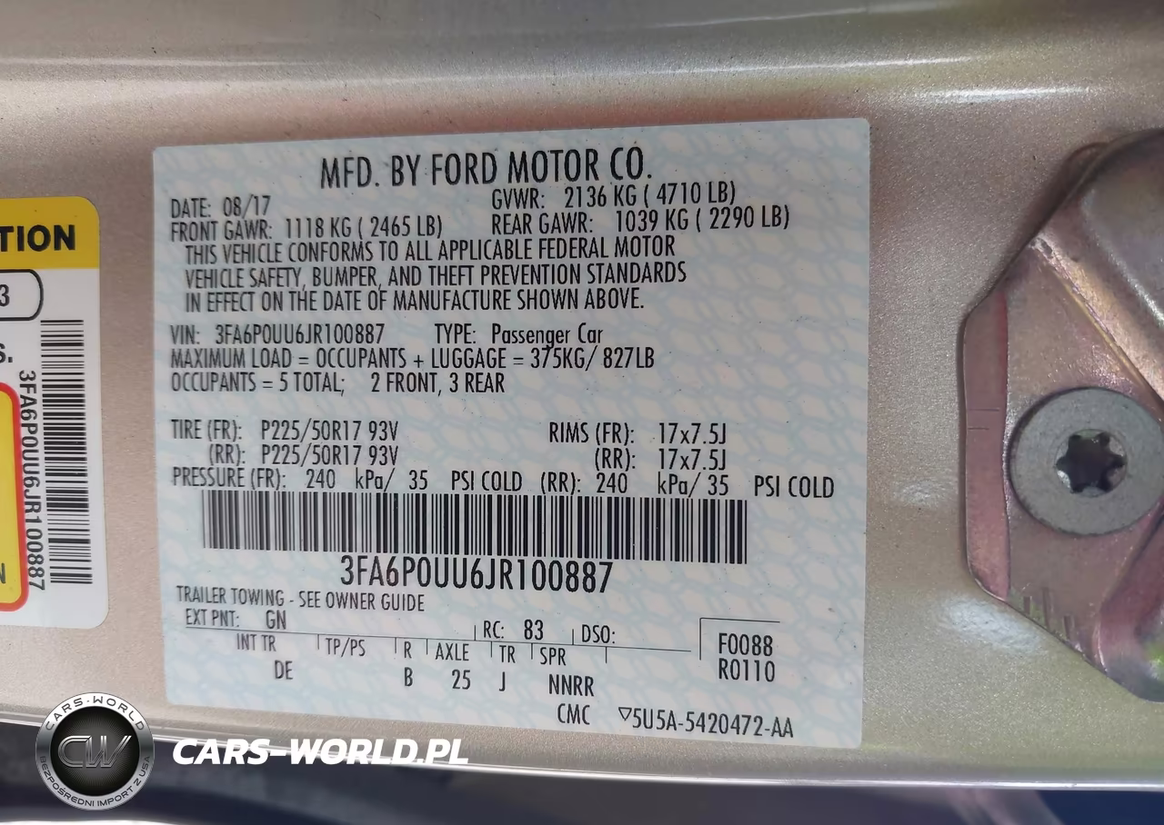 2018 Ford Fusion Hybrid S VIN:3FA6P0UU6JR100887 - 9