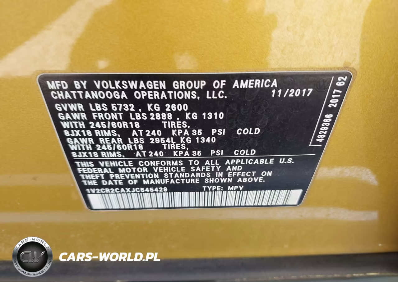 2018 Volkswagen Atlas 3.6L V6 Se VIN:1V2CR2CAXJC545429 - 9