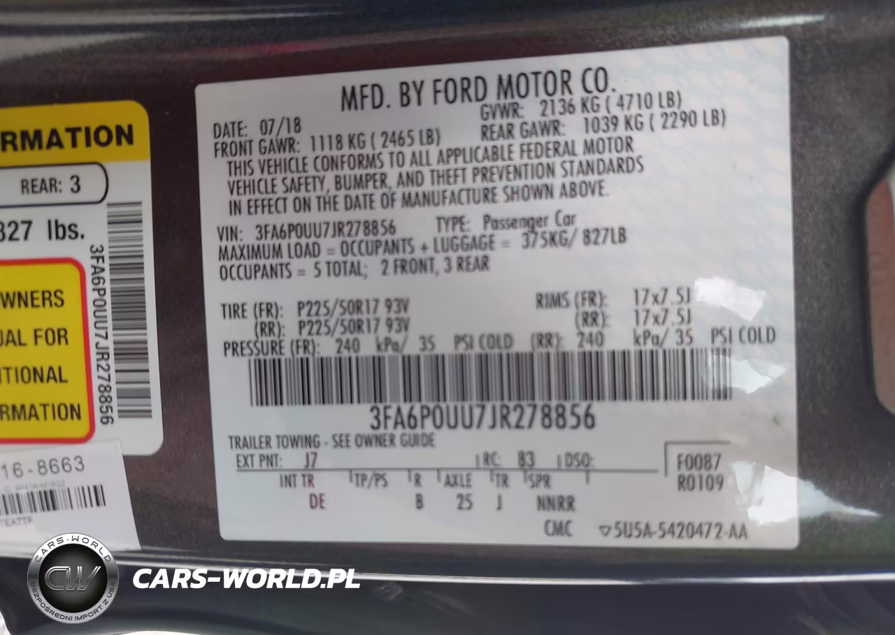 2018 Ford Fusion Hybrid S VIN:3FA6P0UU7JR278856 - 9