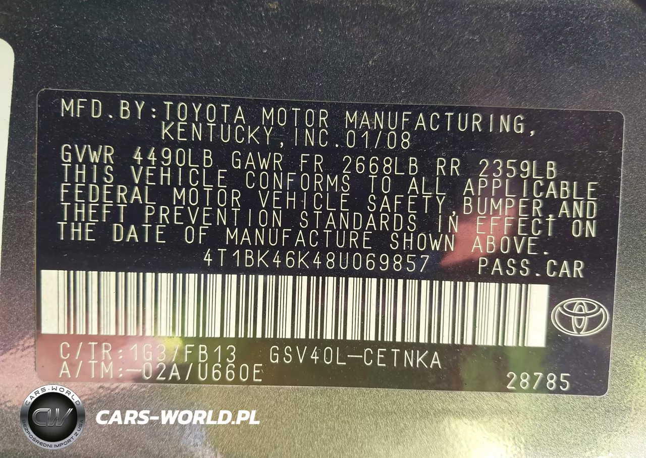 2008 Toyota Camry Le V6 VIN:4T1BK46K48U069857 - 9