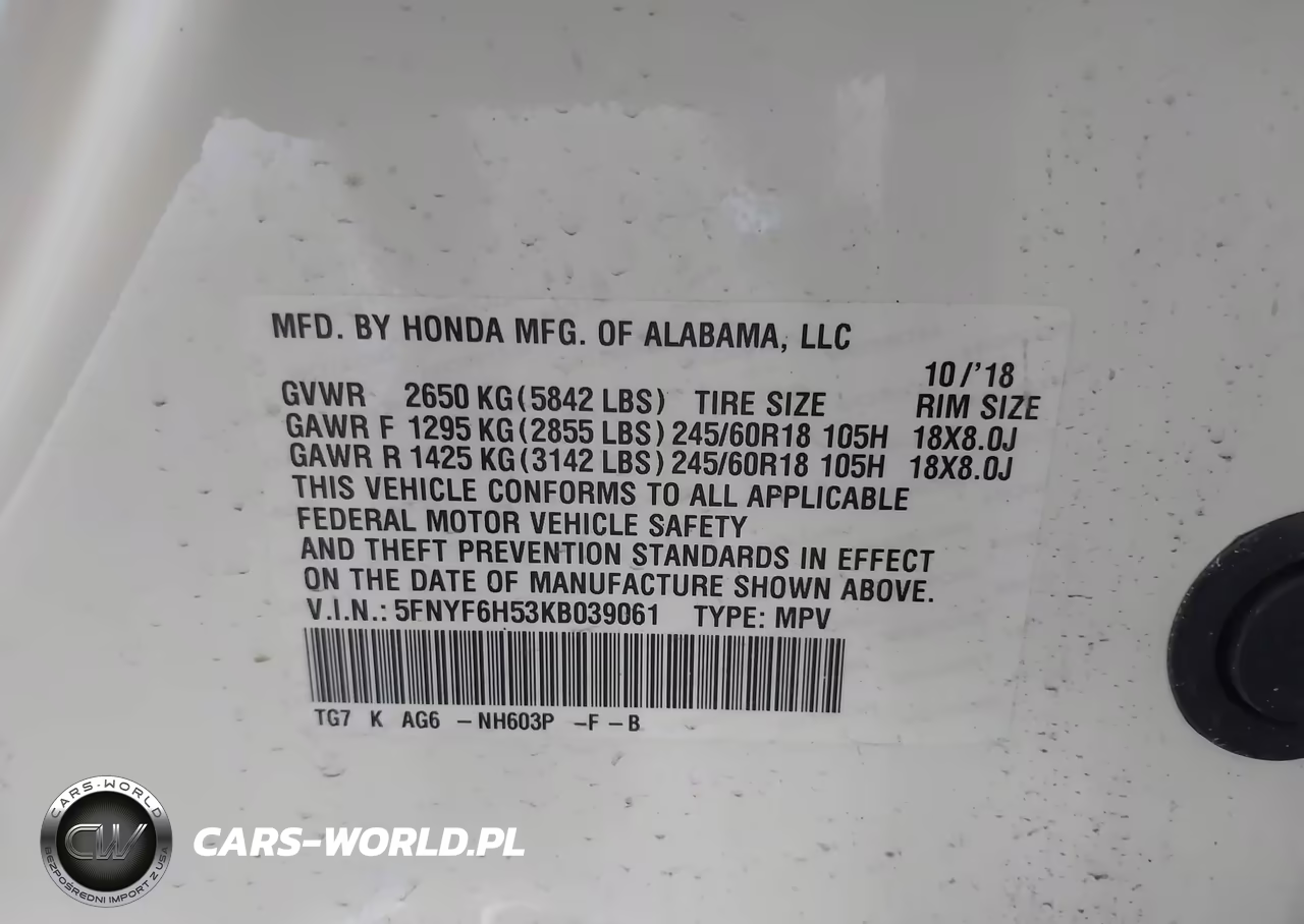 2019 Honda Pilot Ex-L VIN:5FNYF6H53KB039061 - 9