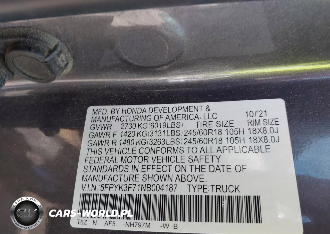 2022 Honda Ridgeline Rtl-E VIN:5FPYK3F71NB004187 - 9