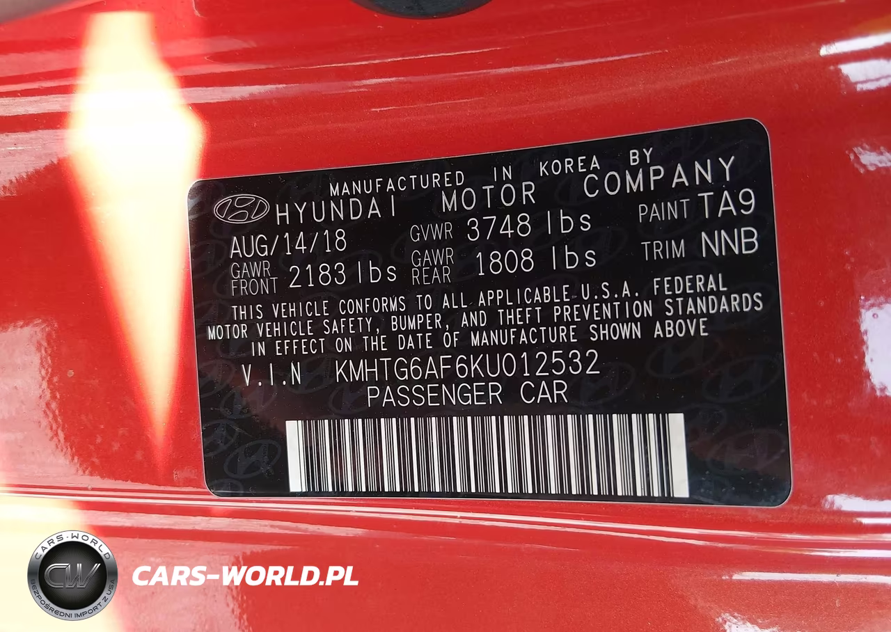 2019 Hyundai Veloster 2.0 Premium VIN:KMHTG6AF6KU012532 - 9