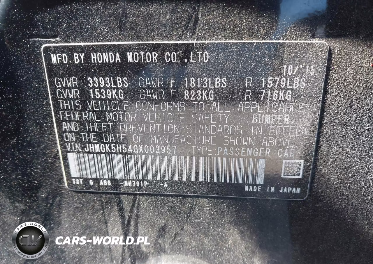 2016 Honda Fit Lx VIN:JHMGK5H54GX003957 - 9
