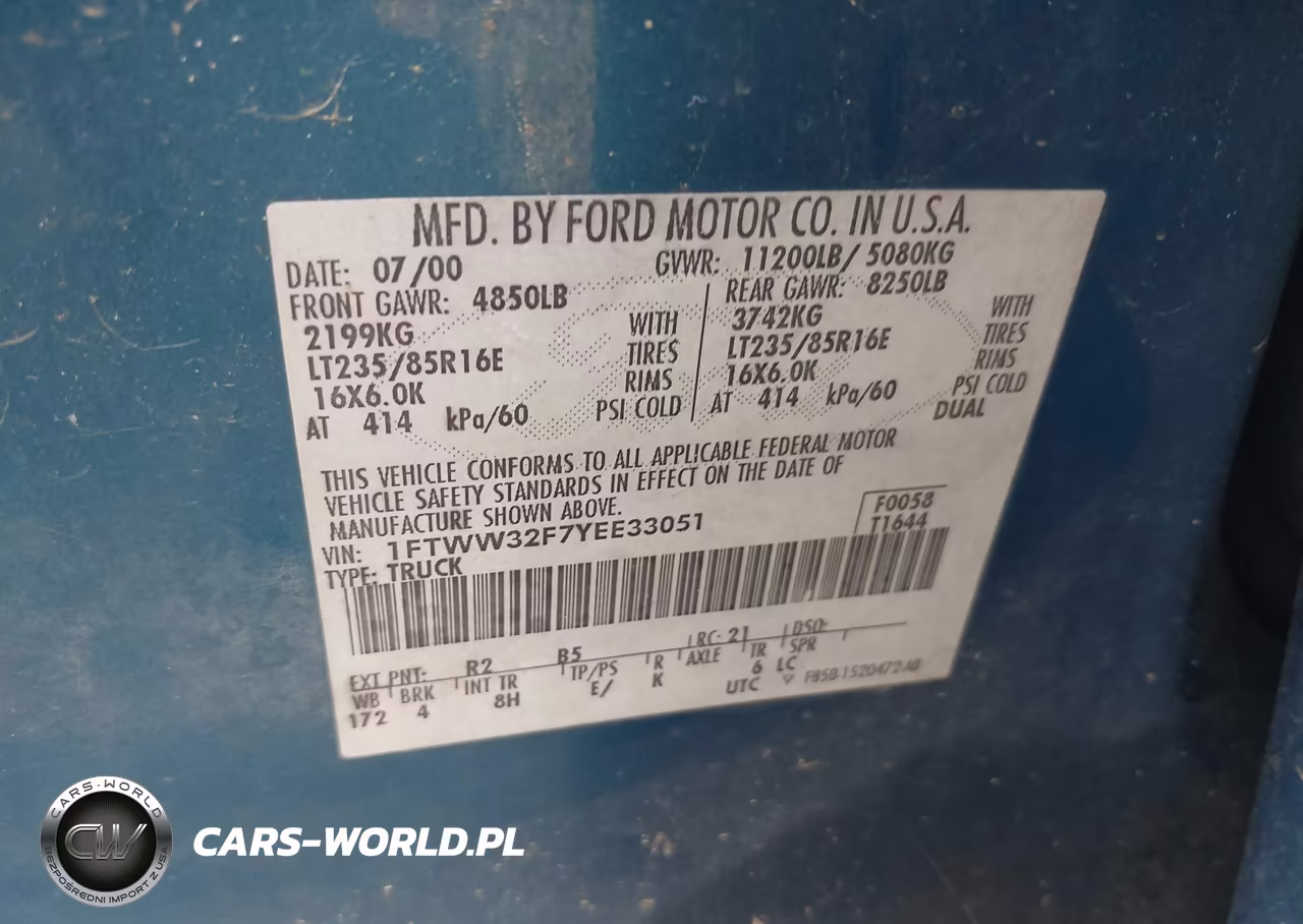 2000 Ford Super Duty F-350 Drw Lariat-Xl-Xlt VIN:1FTWW32F7YEE33051 - 9
