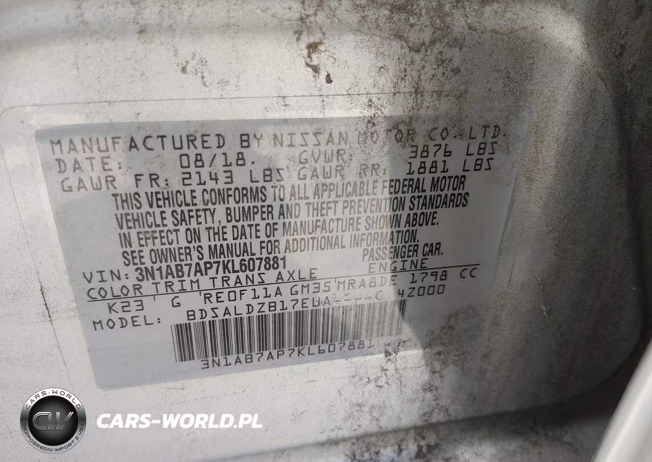 2019 Nissan Sentra Sv VIN:3N1AB7AP7KL607881 - 9