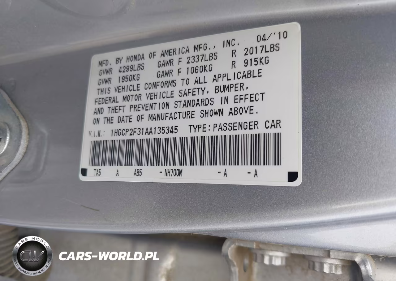 2010 Honda Accord 2.4 Lx VIN:1HGCP2F31AA135345 - 9