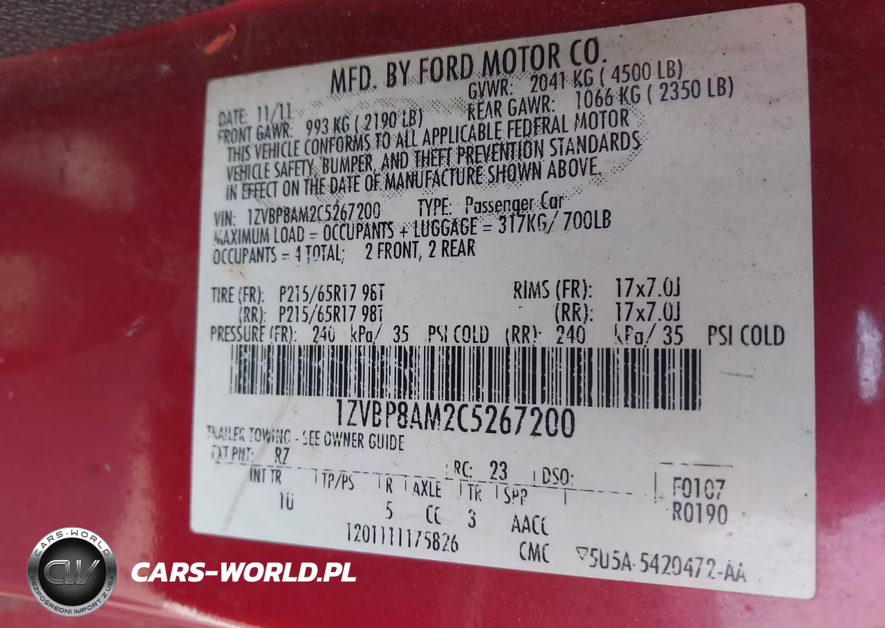 2012 Ford Mustang V6-V6 Premium VIN:1ZVBP8AM2C5267200 - 9