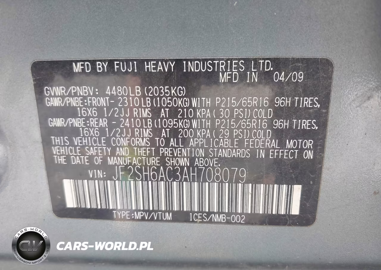 2010 Subaru Forester 2.5X VIN:JF2SH6AC3AH708079 - 9