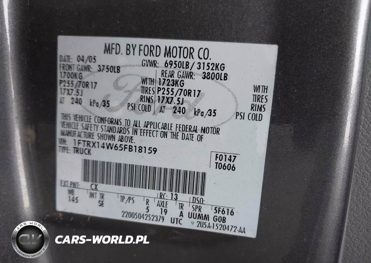 2005 Ford F-150 Stx-Xl-Xlt VIN:1FTRX14W65FB18159 - 9