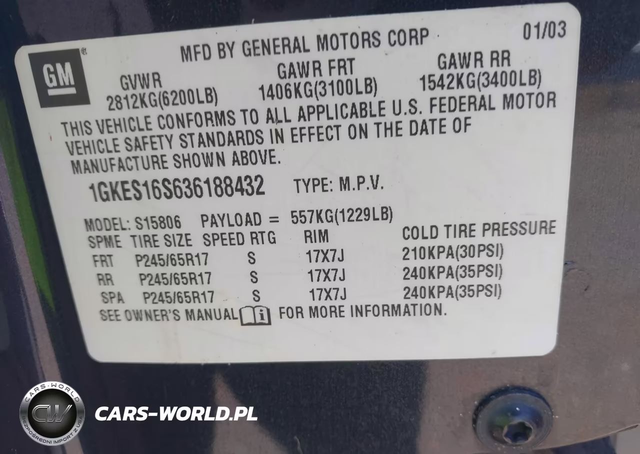 2003 GMC Envoy Xl Slt VIN:1GKES16S636188432 - 9