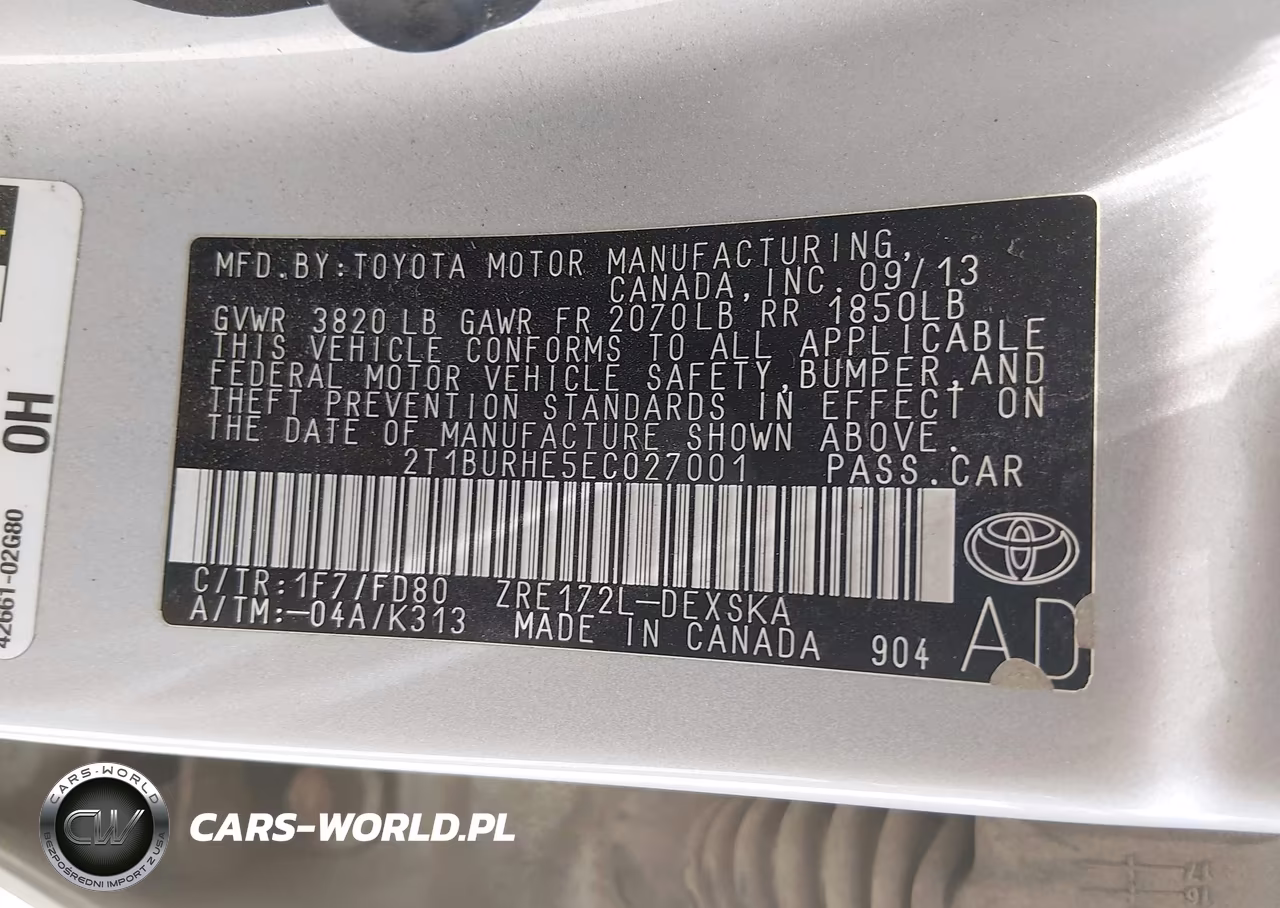 2014 Toyota Corolla S Plus VIN:2T1BURHE5EC027001 - 9