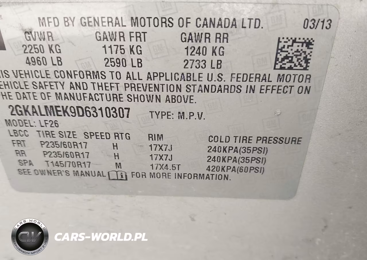 2013 GMC Terrain Sle-1 VIN:2GKALMEK9D6310307 - 9