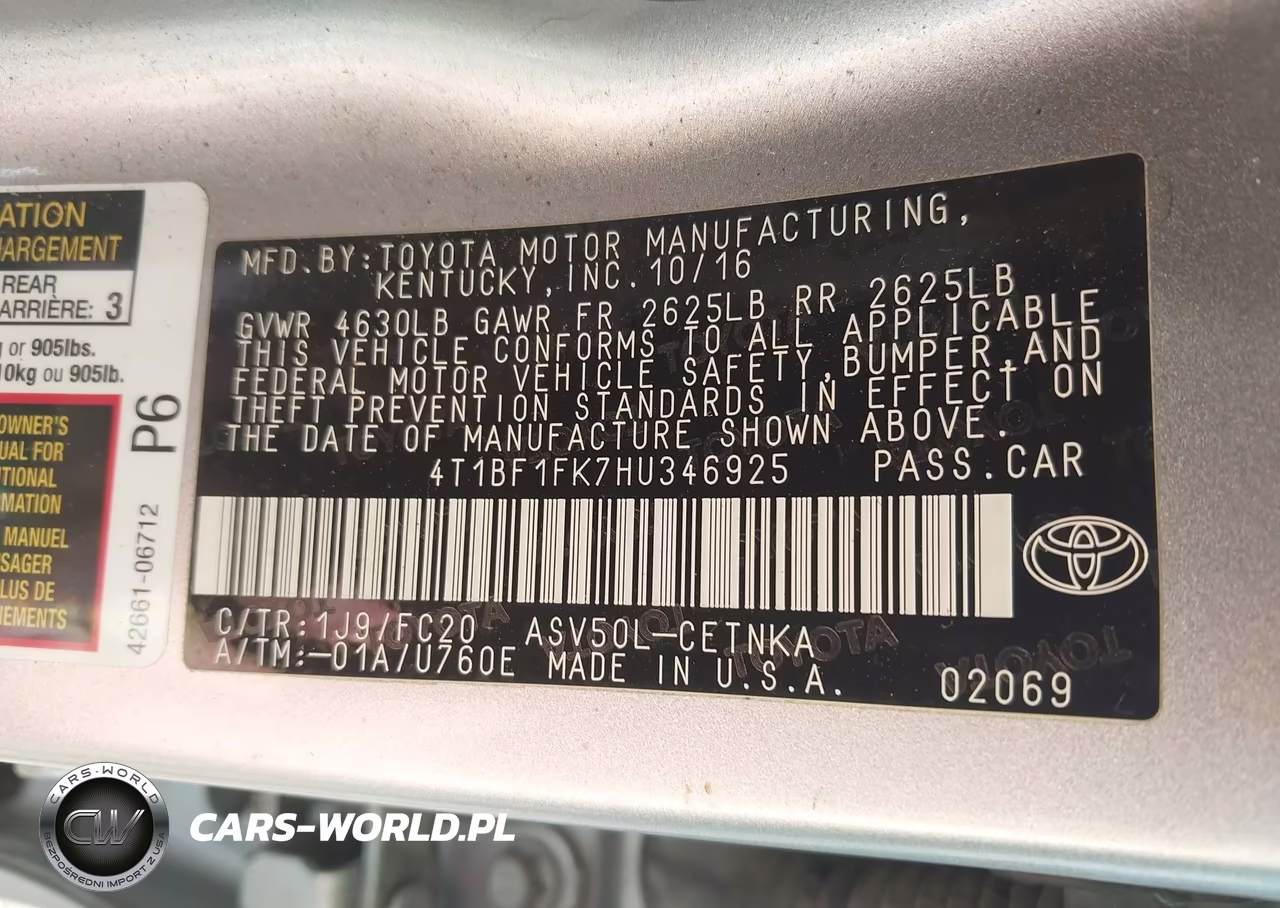 2017 Toyota Camry Le VIN:4T1BF1FK7HU346925 - 9