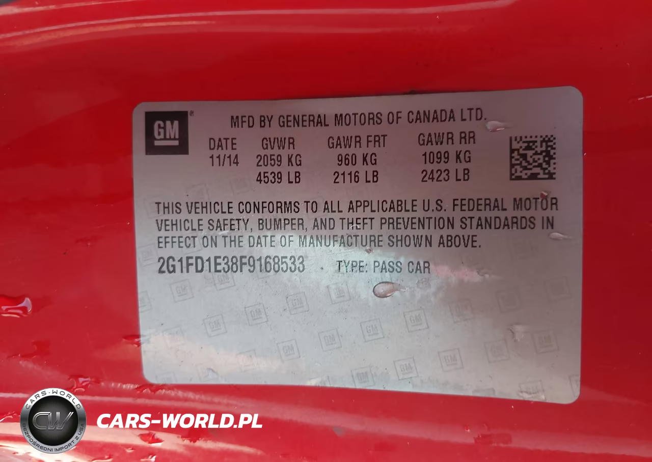 2015 Chevrolet Camaro 1Lt VIN:2G1FD1E38F9168533 - 9