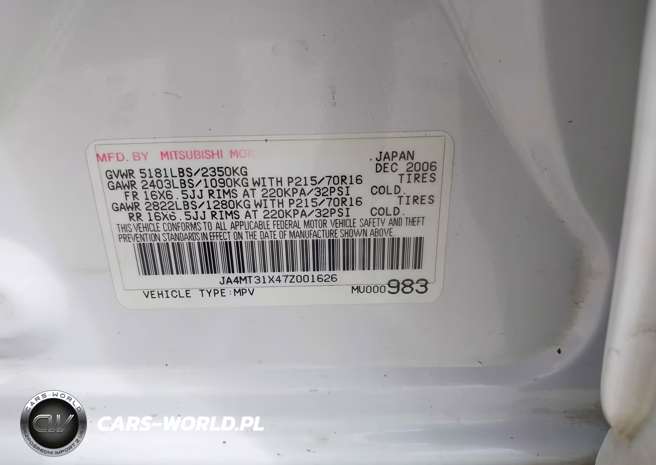 2007 Mitsubishi Outlander Ls VIN:JA4MT31X47Z001626 - 9