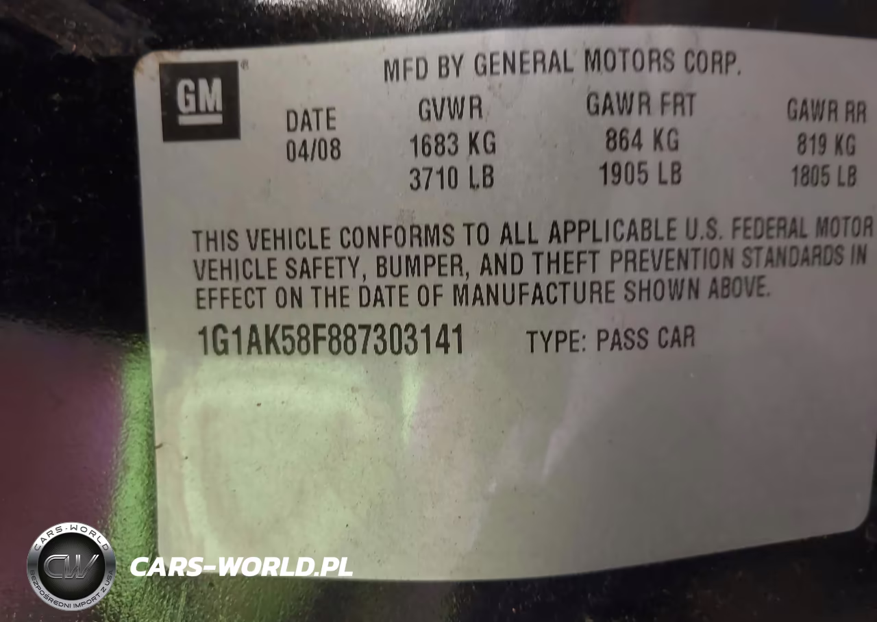 2008 Chevrolet Cobalt Ls VIN:1G1AK58F887303141 - 9