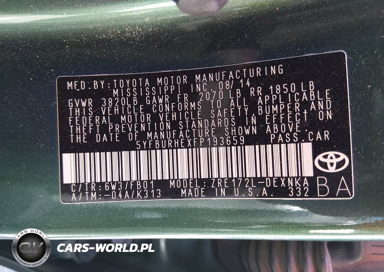 2015 Toyota Corolla Le VIN:5YFBURHEXFP193659 - 9