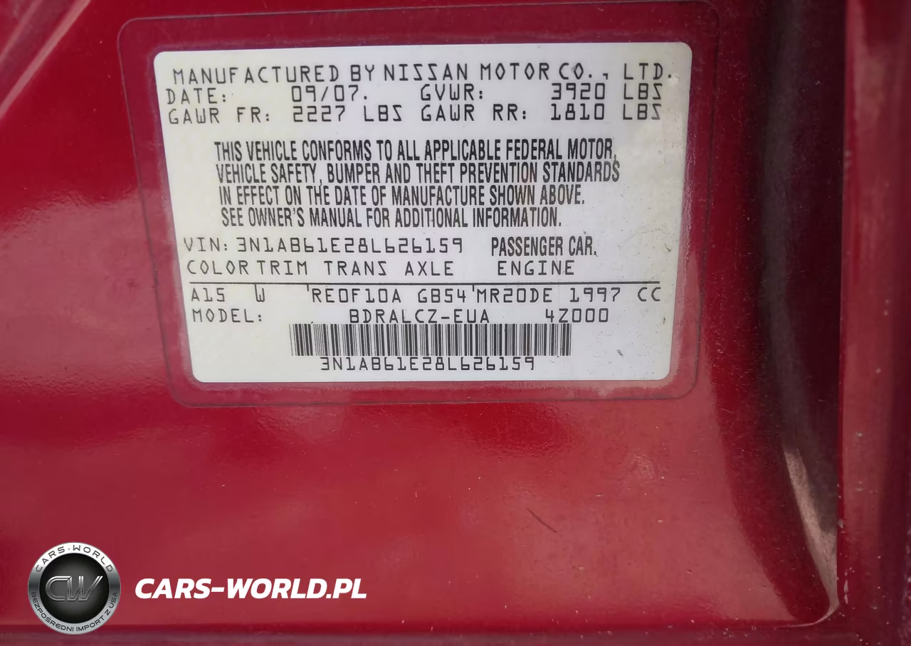 2008 Nissan Sentra 2.0 VIN:3N1AB61E28L626159 - 9