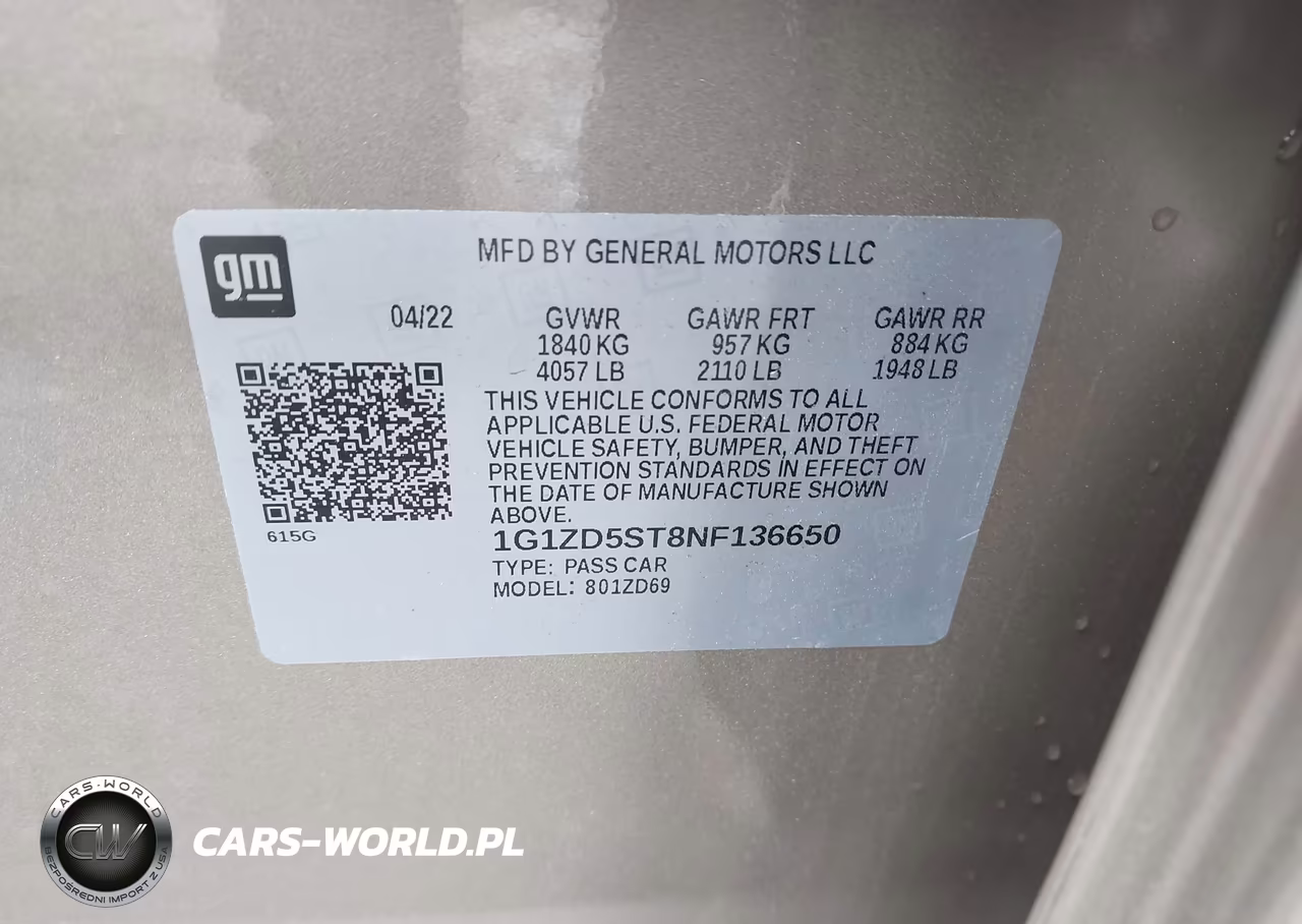 2022 Chevrolet Malibu Fwd Lt VIN:1G1ZD5ST8NF136650 - 9