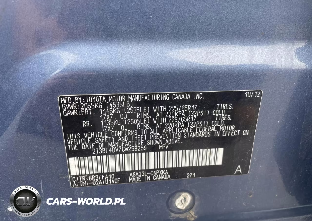 2012 Toyota Rav4 VIN:2T3BF4DV7CW258259 - 9