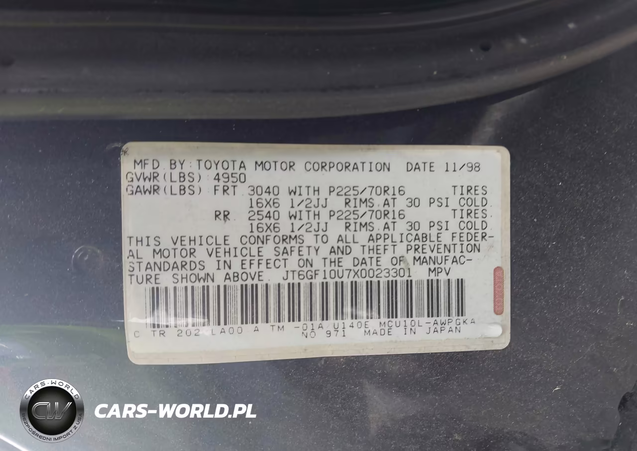 1999 Lexus Rx 300 VIN:JT6GF10U7X0023301 - 9