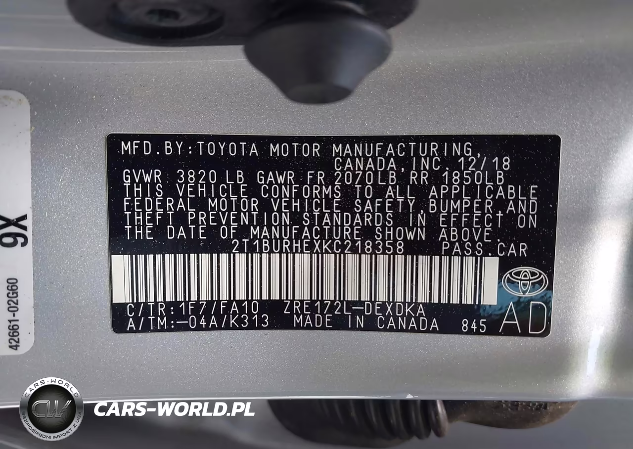 2019 Toyota Corolla L VIN:2T1BURHEXKC218358 - 9