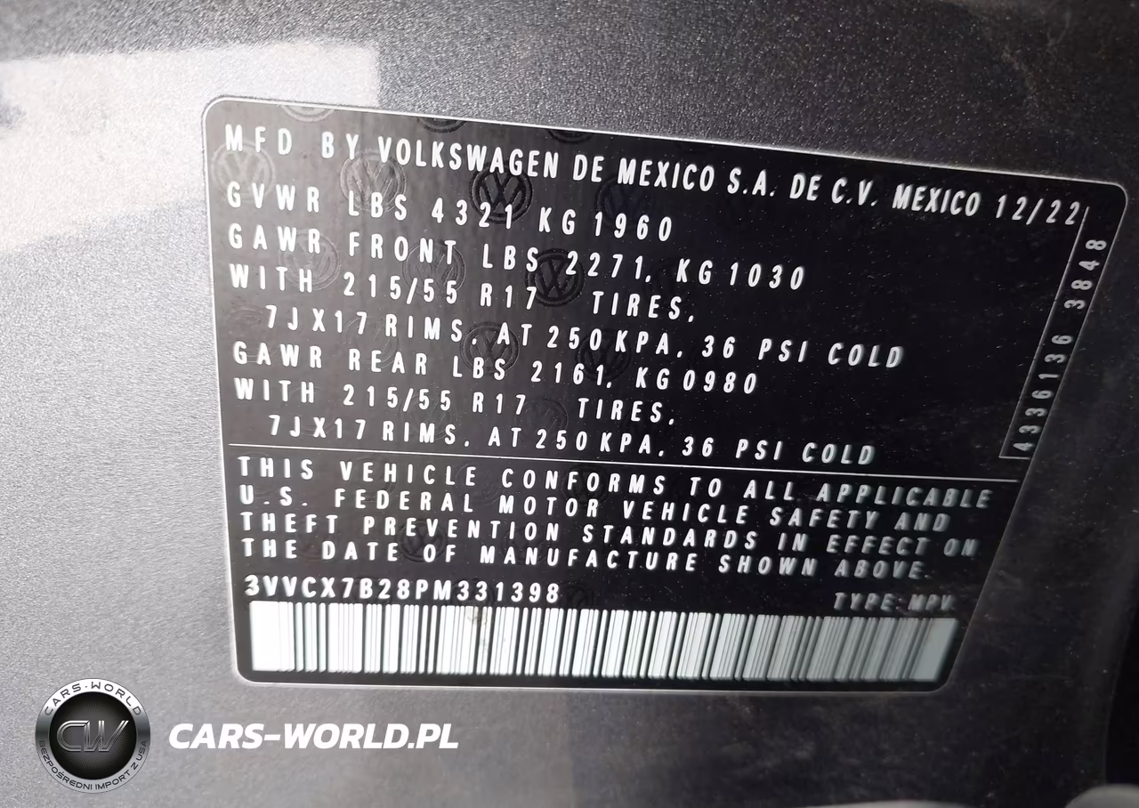 2023 Volkswagen Taos 1.5T S VIN:3VVCX7B28PM331398 - 9
