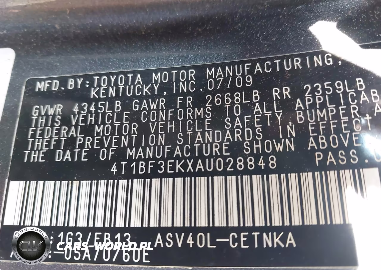 2010 Toyota Camry Le VIN:4T1BF3EKXAU028848 - 8