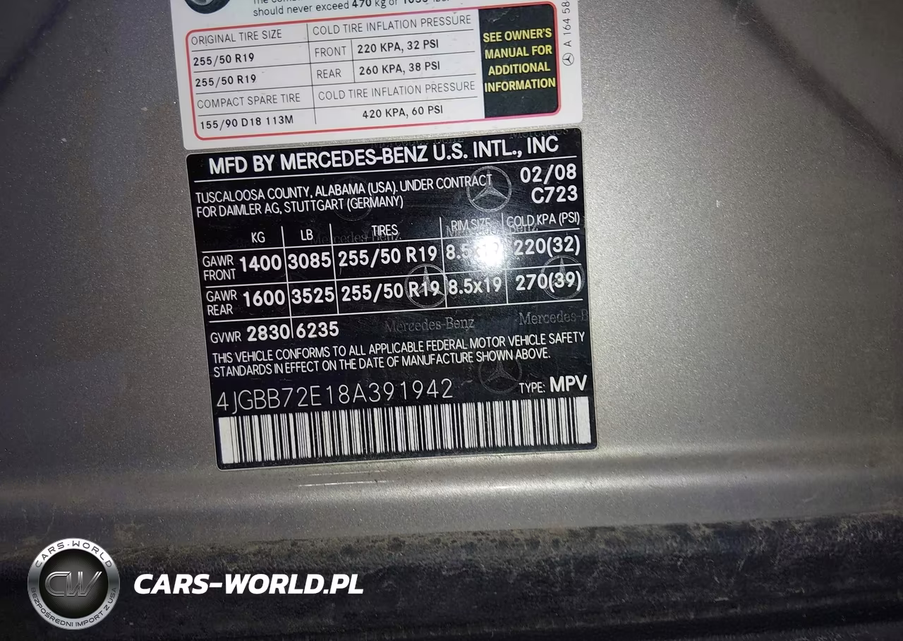 2008 Mercedes-Benz M-Class 5.5L VIN:4JGBB72E18A391942 - 9