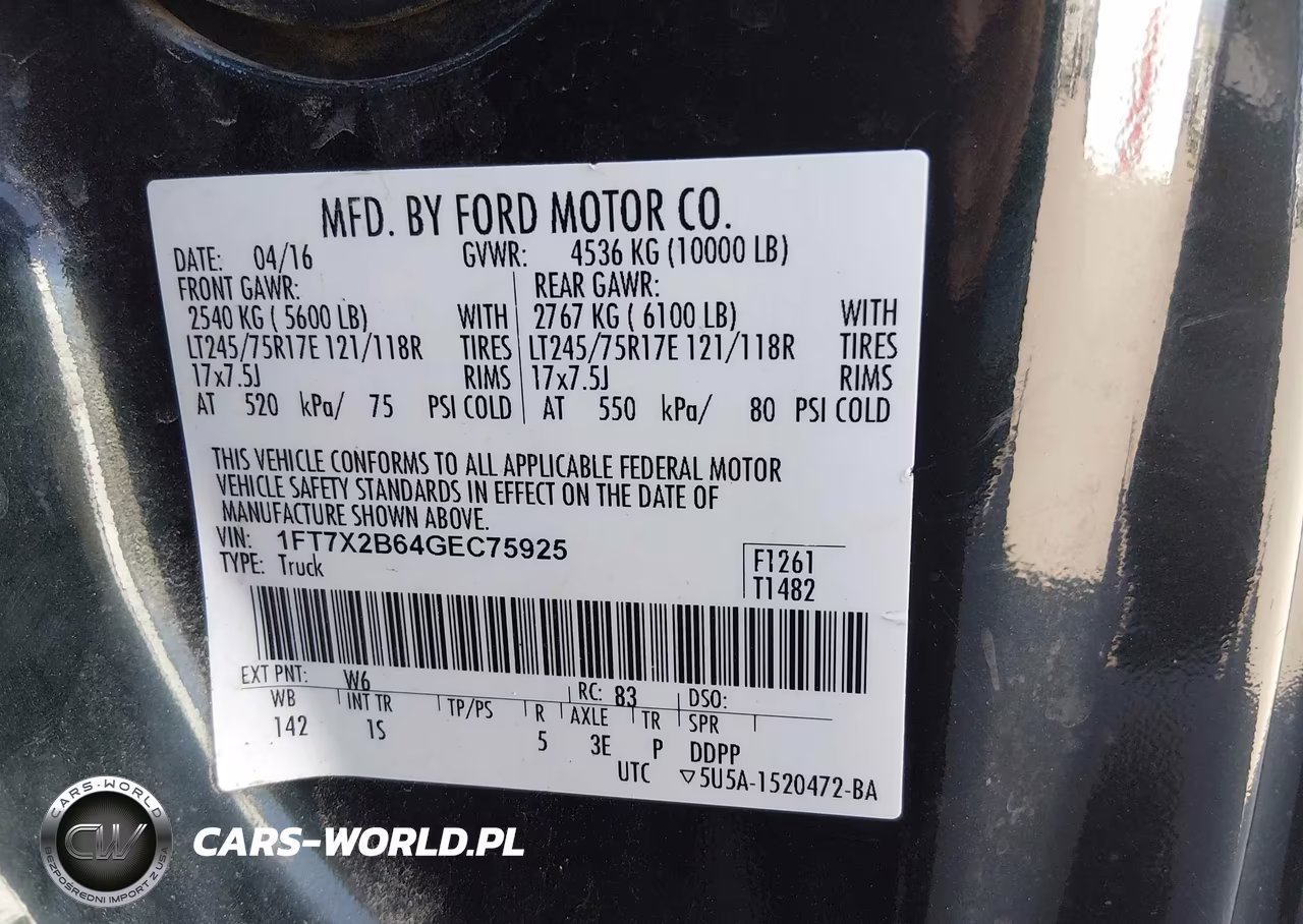 2016 Ford F-250 VIN:1FT7X2B64GEC75925 - 9