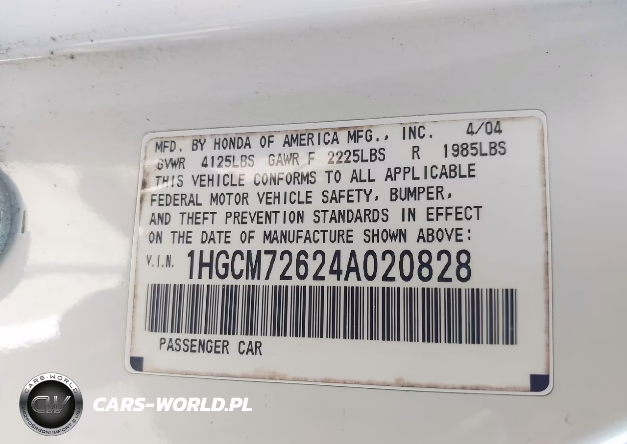 2004 Honda Accord 2.4 Ex VIN:1HGCM72624A020828 - 9