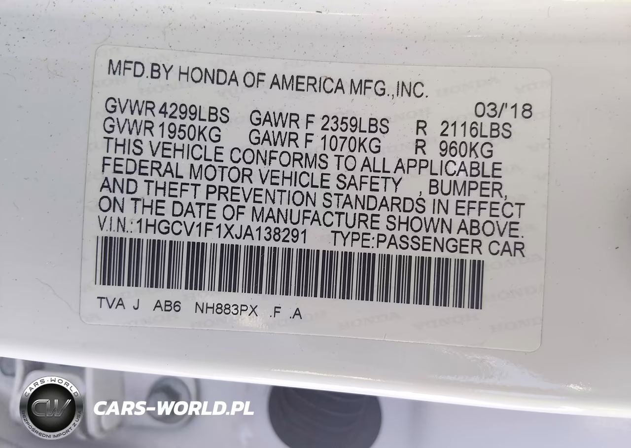 2018 Honda Accord Lx VIN:1HGCV1F1XJA138291 - 9