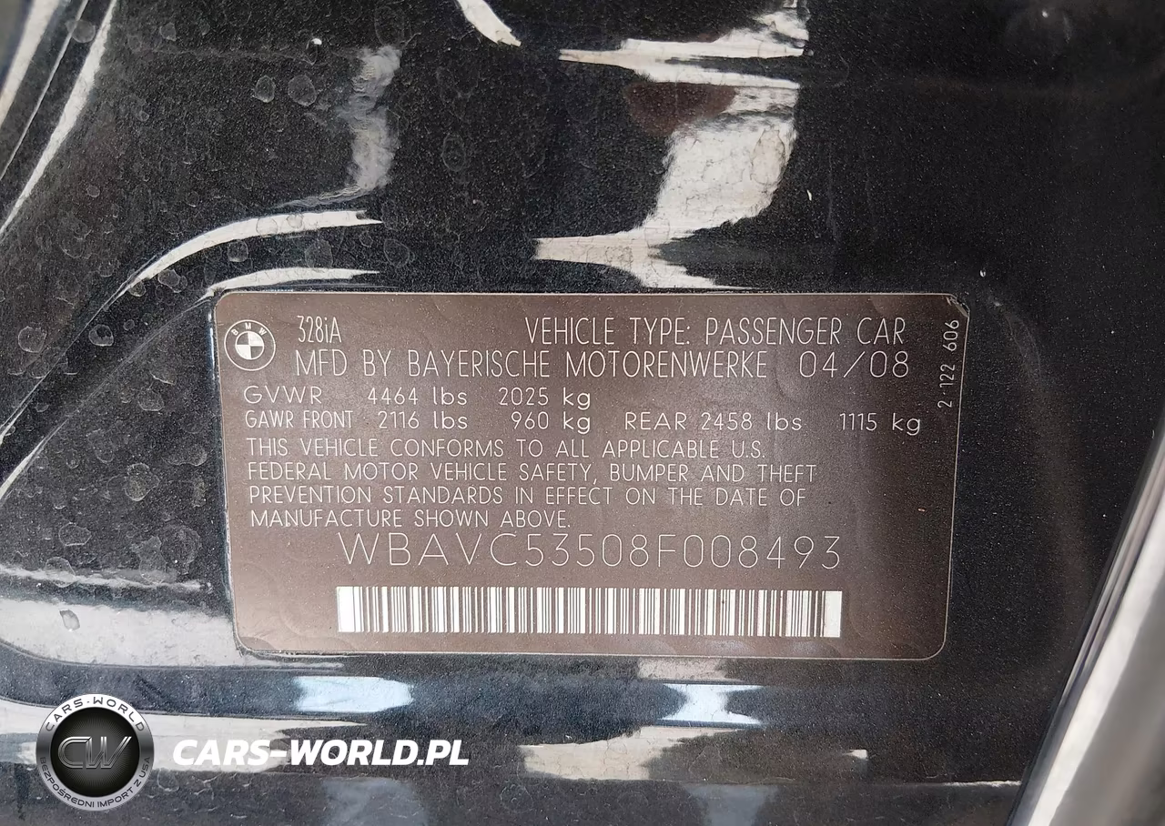 2008 BMW 328I VIN:WBAVC53508F008493 - 9